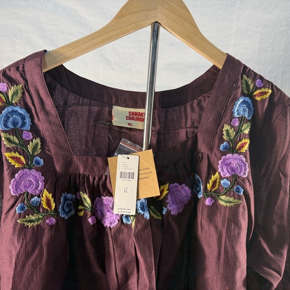Embroidered Purple Women's Top - Picture 3 of 5
